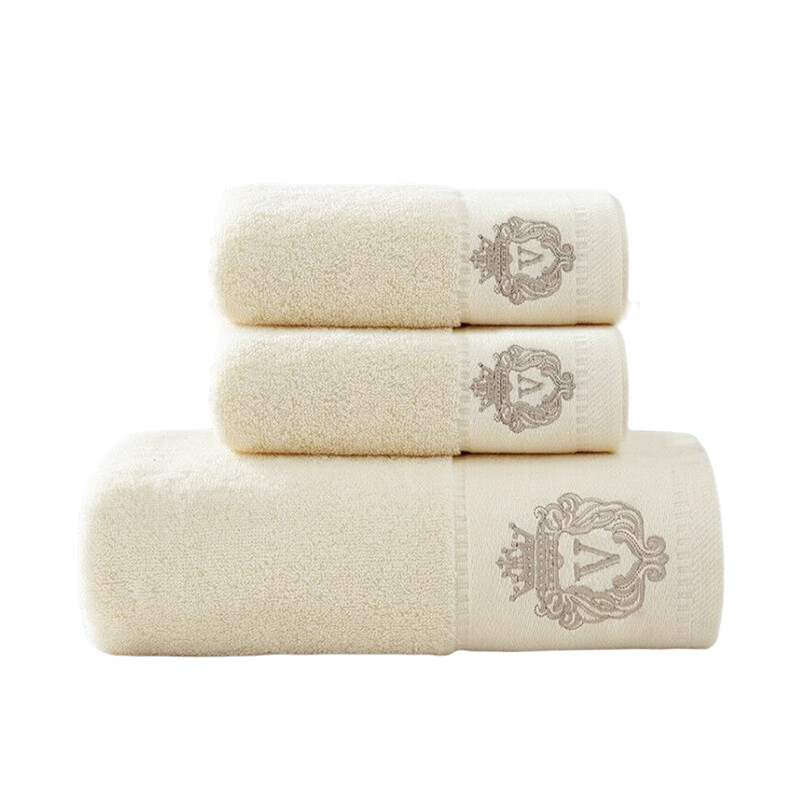 安居先森五星级酒店品质新疆长绒棉奥斯汀爆品三件套毛巾浴巾礼盒套装两面一浴 白色(套)