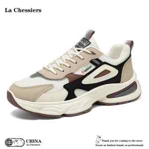 La Chessiers春秋季男鞋新款透气网面青少年运动鞋韩版潮流百搭厚底休闲老爹潮鞋