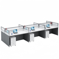 攸形员工桌含活动柜六人3600*1200*1100mm张
