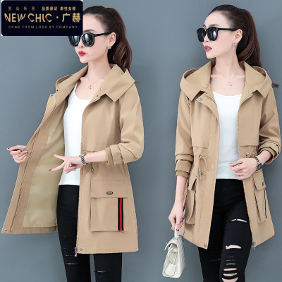 广赫风衣女中长款小个子加厚外套2021年新款韩版百搭洋气加绒秋冬大衣风衣