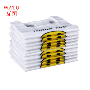 瓦图 笑脸塑料袋 外卖打包袋 方便袋 食品袋 50X80X20 100个装