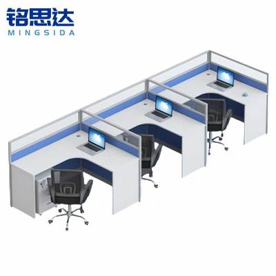 铭思达屏风办公桌F型三人位含柜椅套
