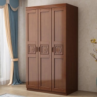 三圣 实木衣柜中式橡胶木卧室经济型对开门三门衣橱
