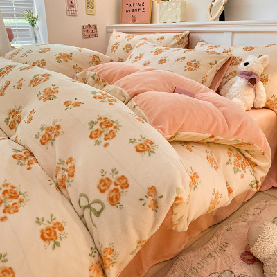 冬季加厚牛奶绒四件套2026新款珊瑚绒加绒保暖冬天床上三件套