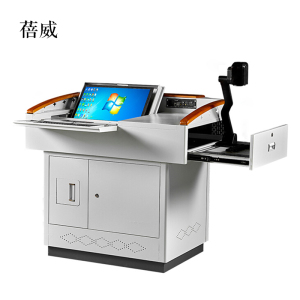 蓓威学校多媒体讲台钢制讲台演讲台中控讲台办公桌操作台1100*780*1000mm(钢面款)[不含显示屏]