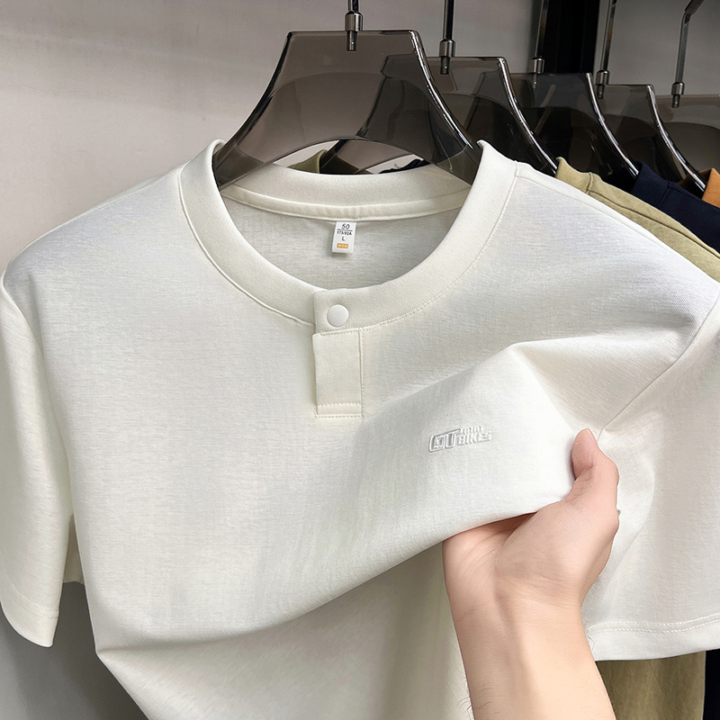 工厂亚麻圆领短袖男T恤2026夏季新款透气简约中年休闲男士T恤