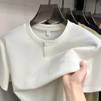 工厂亚麻圆领短袖男T恤2026夏季新款透气简约中年休闲男士T恤