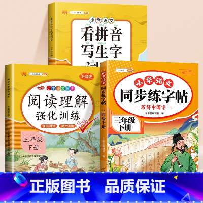 [三年级下]练字帖+看拼音写词语+阅读理解 [正版]小学语文同步练字帖一年级二年级下册三四五六年级人教版字帖每日一练硬笔