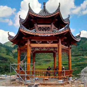 森美人凉亭户外别墅庭院四角六角古建实木碳化防腐木屋花园仿古中式亭子