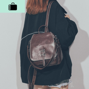 韩版复古双肩包小包2020新款休闲百搭个性软皮女士背包旅行小书包NEW LAKE