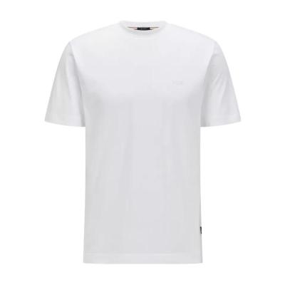 雨果博斯(HUGO BOSS)白色短袖圆领平纹针织男式休闲T恤