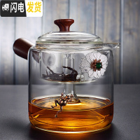 三维工匠玻璃茶壶银煮茶炉可高温侧把泡茶壶专用日式家用花茶壶单壶烧水壶 (荷叶青蛙)镶银图案玻璃茶壶(送4小杯煮茶内胆茶具