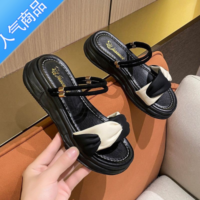 SUNTEK两穿凉鞋女夏季2023年新款法式高级感网红超火厚底配裙子罗马凉拖