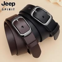 jeep正品真皮女士皮带牛皮针扣宽腰带女简约百搭时尚休闲正品裤带