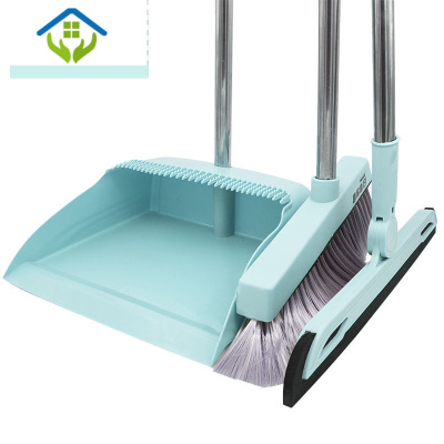 御蓝锦扫把簸箕套装组合单个软毛扫帚笤帚扫地S器刮水器地刮卫生间家用至尊款三件套-北欧蓝