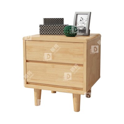 居将 JJ4030704 实木床头柜简约床边柜子收纳柜储物柜 直脚双抽款