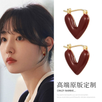 骄阳伴我白百何同款爱心耳环女高级感气质耳扣复古春夏美拉德耳饰