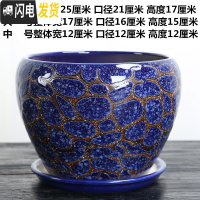 三维工匠花盆陶瓷大号特大号家用多肉小花盆塑料紫砂绿萝吊兰兰花 单个高端蓝色石头纹 中等花盆容器
