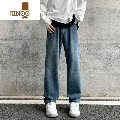 YANXU美式牛仔裤男款复古水洗高街vibe裤子夏季直筒宽松潮牌男生阔腿裤