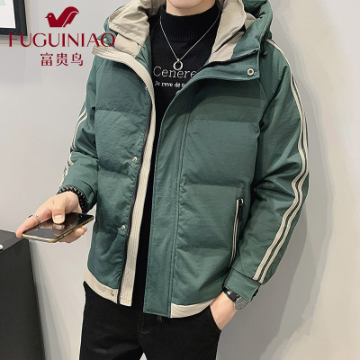 富贵鸟（FUGUINIAO）冬季新款加厚男士棉衣韩版潮流帅气百搭修身短款连帽男棉服袄子