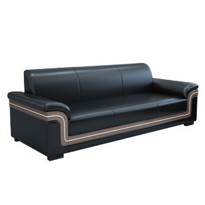 易企采 三人位830*2000*800mm 办公沙发 进口西皮沙发 简约商务接待会客办公室简易套装现代中式沙发