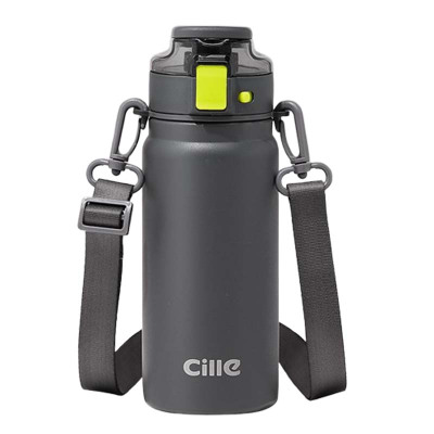 希乐保温杯600ml带吸管316不锈钢大容量杯子麻雀灰XB-21133