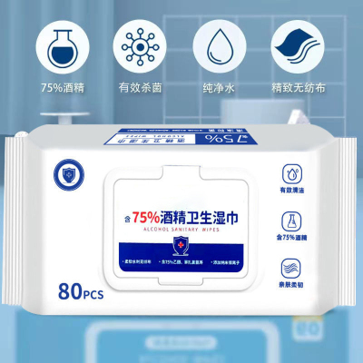 [补贴10%][640片/8包装]含75度酒精消毒湿巾办公家用卫生杀菌专用湿纸巾大包婴儿手口湿巾