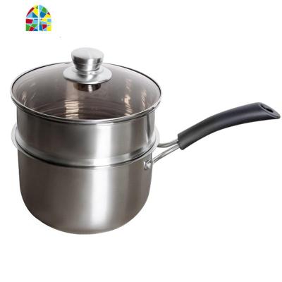 家用不锈钢热奶锅迷你小锅电磁炉单柄单底炖奶锅 FENGHOU 20cm单底奶锅[加厚]