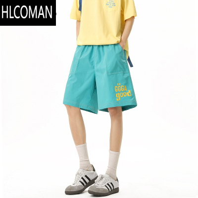 HLCOMAN美式速干多巴胺短裤男女夏季薄款潮牌百搭运动裤沙滩阔腿五分裤子