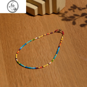 JiMiPANDANA明星同款欧美风彩色锁骨链女时尚撞色清新彩虹项链颈链潮 高品质彩虹项链一条