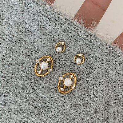 纯银金色镂空珍珠耳钉复古法式轻奢高级感耳环气质时尚耳饰女送女朋友老婆情人节七夕生日礼物