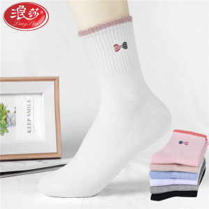 浪莎LangSha袜子女纯棉中筒秋冬季厚款舒适透气卡通可爱ins潮运动休闲棉袜6双
