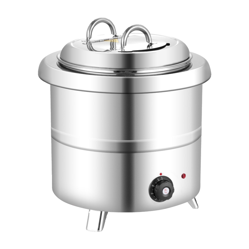 暖汤煲商用自助餐厅保温炉电加热汤炉保温桶粥桶保温桶 13L不锈钢色 直型暖汤煲 304内胆 配3把长勺
