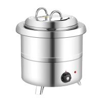 暖汤煲商用自助餐厅保温炉电加热汤炉保温桶粥桶保温桶 13L不锈钢色 直型暖汤煲 304内胆 配3把长勺