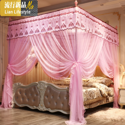2018新款蚊帐1.5米1.8m床双人家用学生1.2公主风三开落地支架 三维工匠