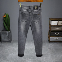 欧货潮牌男士牛仔裤高级灰直筒修身弹力牛仔裤男款长裤春秋男裤