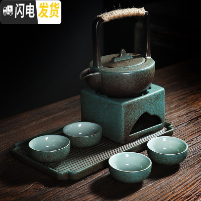 三维工匠黑陶小干泡盘茶具茶杯套装整套功夫粗陶温茶壶礼盒装定制ogo 钻石绿套装一(礼盒包装)