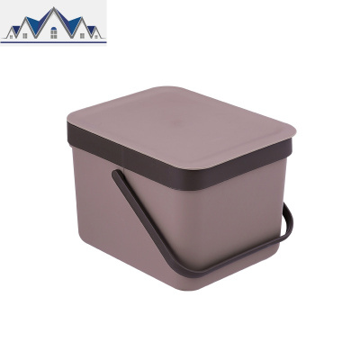 2017新款时尚简约厨房带盖垃圾桶纯色便携手提挂壁式一体垃圾筒 三维工匠