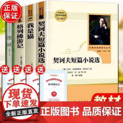 全套4册 九年级下册必读名著正版阅读 格列佛游记 初中生原版书籍 格列夫人教版人民教育出版社 导读课外书目初三契诃夫短篇