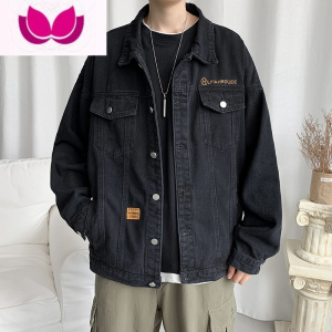 七斓美式复古水洗牛仔外套男士韩版炸街oversize痞帅bf工装夹克衫上衣