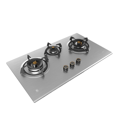 燃气灶液化气气灶 嵌入式猛火灶家用不锈钢面板灶具灶台5kW大火力一级能效三眼齐开灶N601S[液化气]