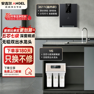 安吉尔净水器家用直饮V6 净饮机 1.46升/分钟净水机J2605-ROB60(A8)+Y3611管线机两件套
