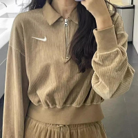 NIKE耐克运动休闲舒适针织翻领女装套头衫DQ5939-258 Z