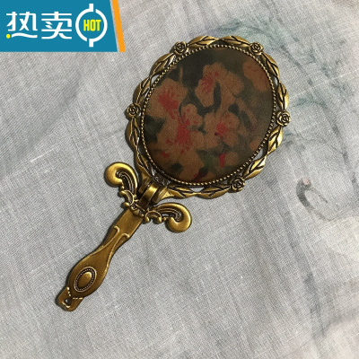 敬平手持镜子带柄香云纱手工布艺便携桌面可立中式复古折叠随身小镜子便携式用镜 20
