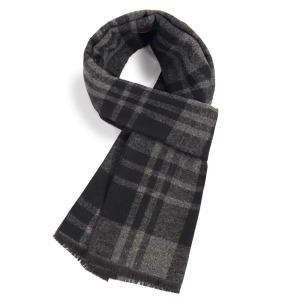 围巾男中老年冬季格子保暖羊毛加厚老人围脖男士高档爸爸冬款