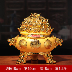 添福运 树脂摆件工艺品家居客酒柜装饰品玄关客厅招财进宝摆件办公室装饰店铺装饰开业礼品乔迁礼品收银台装饰品聚宝盆摆件
