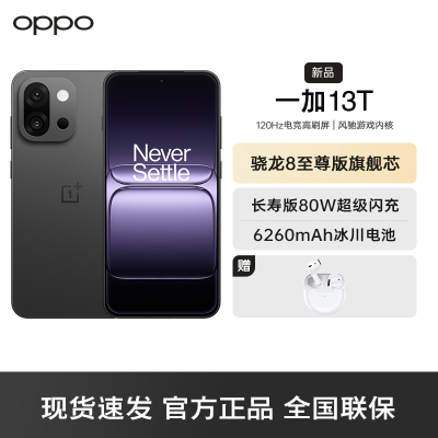一加 13T 云墨黑 12GB+256GB 性能超强小直屏 骁龙 8 至尊版 冰川电池 AI 5G游戏oppo手机