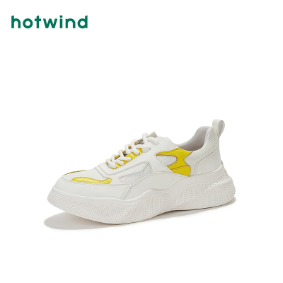 热风hotwind潮流时尚休闲鞋圆头中跟系带老爹鞋H42W9703