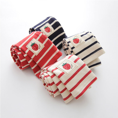 宝宝草莓打底裤 2018春装新款女童童装儿童条纹长裤子kz-a327