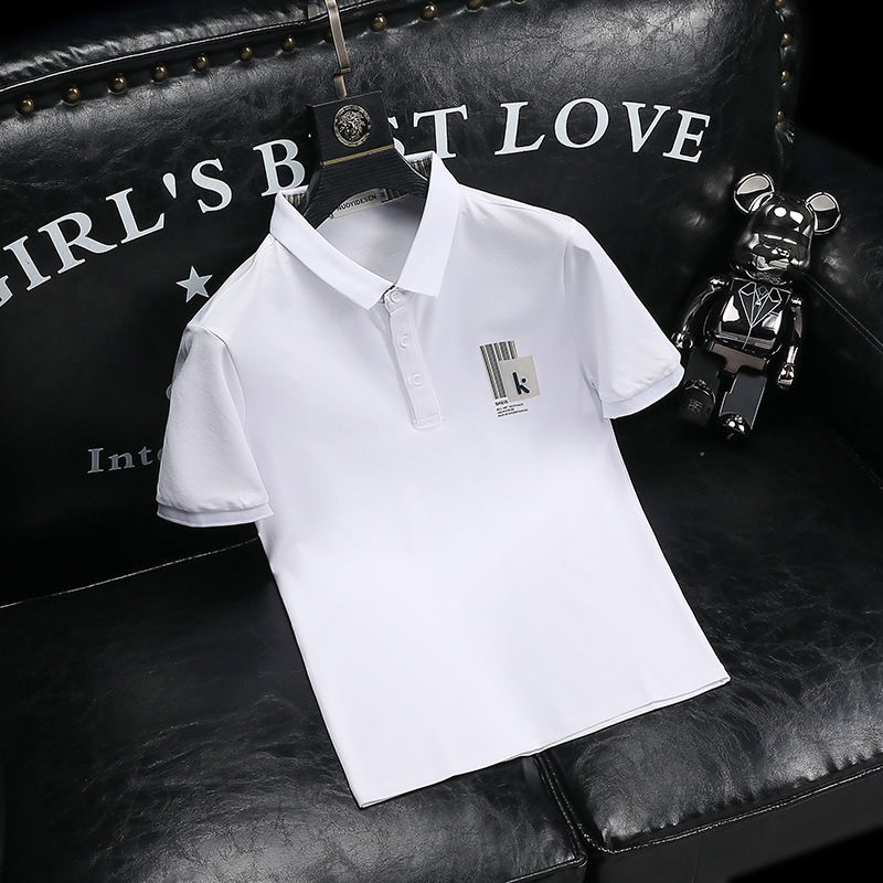 polo衫男夏季新款修身刺绣印花胸标男士翻领短袖T恤时尚上衣